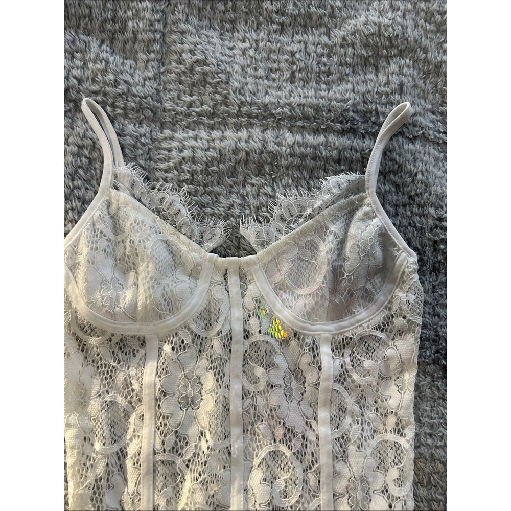 Misguided white lace bodysuit corset NWT Sm Boho Cottage Core Feminine Y2K - Picture 2 of 8